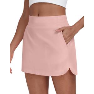LTMNSZO Women's High Waisted Golf Tennis Skirts Lightweight Athletic Casual Skorts with 4 Pockets Inner Shorts (Light Pink, XL)