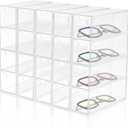RETON 5 Sets Acrylic Sunglasses Organizers with 20 Drawers, Clear Eyeglass Holder for Glasses Display, Plastic Makeup Storage for Eyewear Watch Art Craft Cosmetic Jewelry Office Desktop