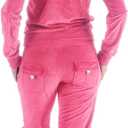LeeHanTon Womens 2 Piece Outfits Velour Tracksuits Long Sleeve Sports Sweatsuits Jogging Velvet Lounge Set (Pink, XXL)