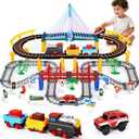 Letapapa Electric Train Set for Kids Ages 4-8, Christmas Birthday Gifts for 3 4 5 6 Year Old Boys, Train Tracks for Toddlers 3-5, Toy Trains for Boys Age 4-7 with Light-Up Bridge & Realistic Sounds
