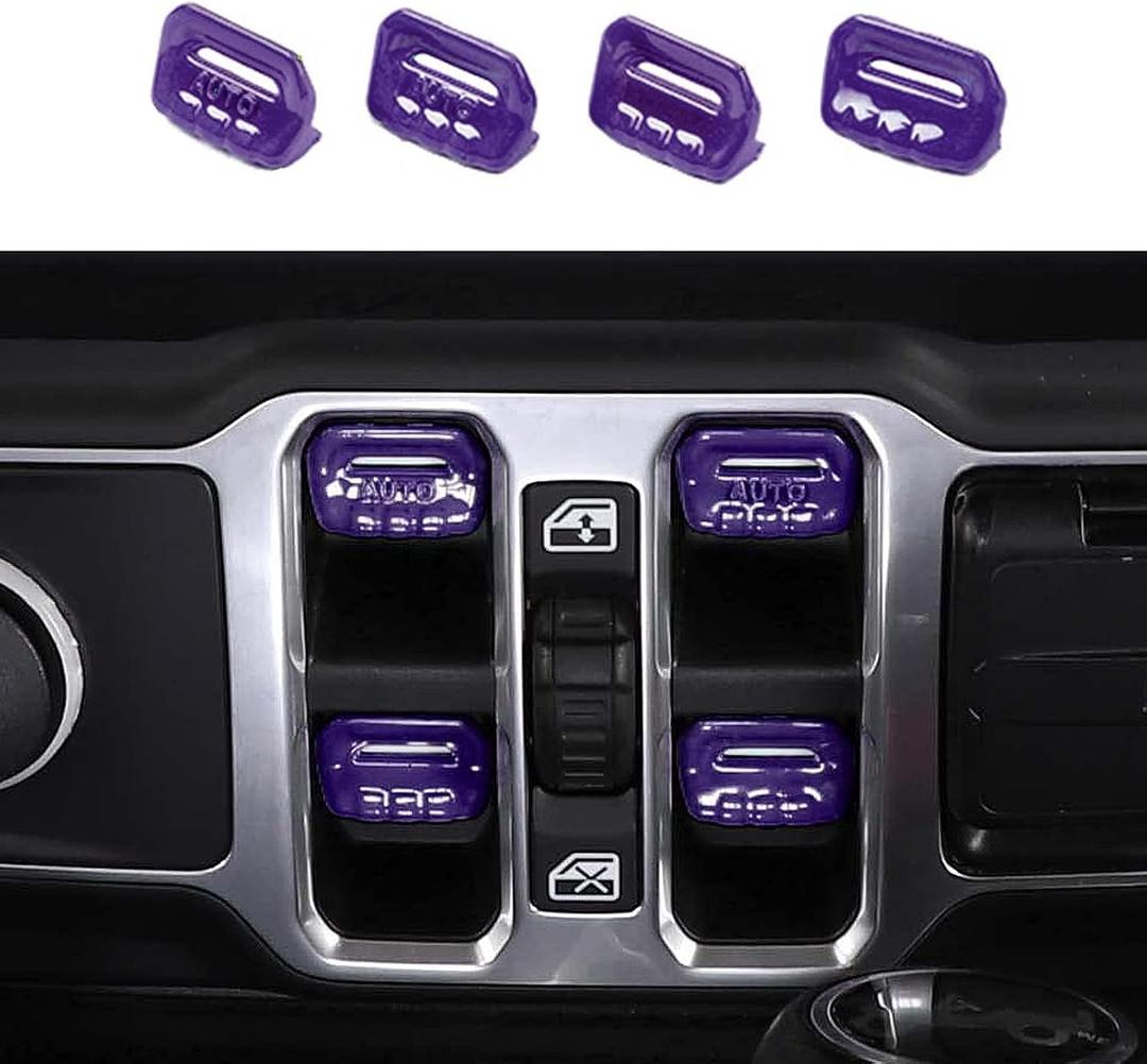 Window Switch Button Cover Trim Interior Accessories Fit for 2018-2026 Jeep Wrangler JL JLU & Gladiator JT(Purple)
