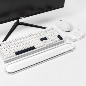 Gel Keyboard and Mouse Wrist Rest Set White Clear Wrist Rest for Computer Keyboard 60%/68%/75%, Comfort & Support for Typing and Gaming