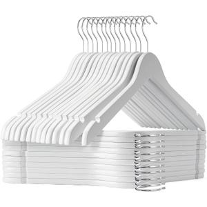 White Wooden Hangers - 20 Pack - Durable Wood Hangers Ideal for Everyday Use & Wedding, for Dress, Coats, Camisole