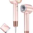 Hair Dryer, Professional 140000 RPM High-Speed Brushless Motor Negative Ionic Low Noise Blow Dryer for Fast Drying, Thermo-Control Quiet with Magnetic Nozzle for Home Travel Salon Use,Pink