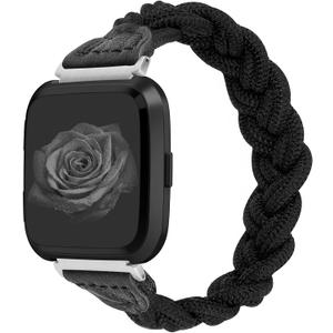 Wearlizer Compatible with Fitbit Versa 2/Versa Bands, Cute Elastic Braided Wristband Strap Stretchy Loop Bracelet Accessories for Women (Medium, Black) Wearlizer Compatible with Fitbit Versa 2/Versa Bands, Cute Elastic Braided Wristband Strap Stretchy Loop Bracelet Accessories for Women (Medium, Black)