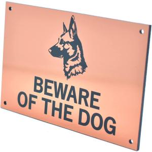 Beware of the Dog Sign (German Shepherd) - Easy to See Warning, Indoor/Outdoor Notice, Deterrent Sign (Copper)