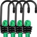 WORKPRO 24 Inch Bungee Cord with Hooks, 4 Pack Superior Rubber Heavy Duty Straps Strong Elastic Rope for Outdoor Tent, Luggage Rack, Camping, Cargo, RV, Bike, Transporting, Storage, Green