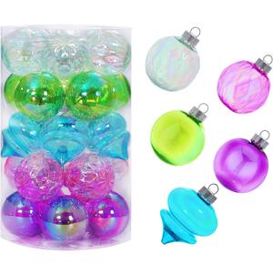 MOONET 25Pcs 2.64in Christmas Decoration Balls Shatterproof Colored Transparent Ball for Festival Wedding Home Party Decors Xmas Tree Hanging