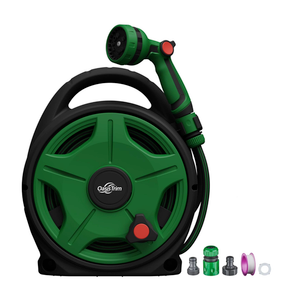OasisTrim 1/2" x 50FT Retractable Garden Hose Reel，With 10 Patterns Spray Nozzle，Portable Heavy Duty Garden Hose Holder for Garden Watering，Car & Patio Washing，Pet Cleaning（Green）