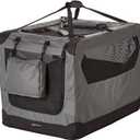 Amazon Basics Folding Portable Soft Pet Dog Crate Carrier Kennel with Fleece Pad, 30 x 21 x 21 inches, Grey