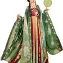 Hanfu Dress Women Chinese Ancient Hanfu Carnival Cosplay Costume Hanfu Green&Red Dress, Large