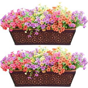2 Pack 24" Window Box Planter for Outdoor Plants Railing Planter Window Box with Coco Fiber Liner Horse Trough Planter for Outdoor Deck Balcony Porch Fence Patio Garden Dcor