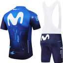 Cycling Jersey Men Set Bib Shorts Set Summer Mountain Bike Bicycle Suit Anti-UV Bicycle Team Racing Uniform Clothes (Blue, XXL)