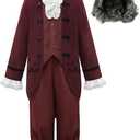 Relibeauty Colorful House Benjamin Franklin costume for kids colonial costume Child for Halloween Cosplay, Size 150