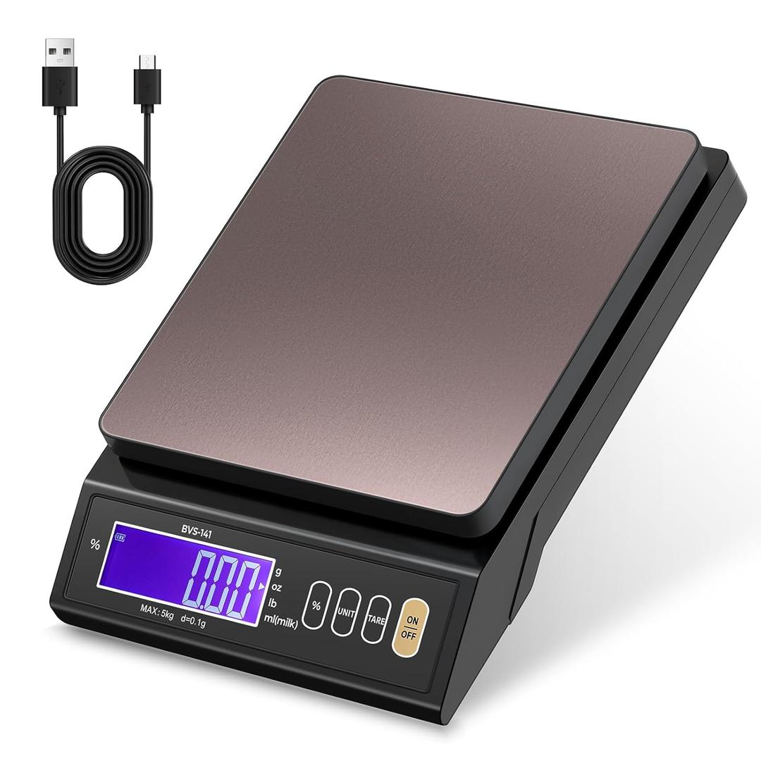 Bonvoisin Baking Scale 0.1 Gram Accuracy Digital Scale for Kitchen, Candle, Soap and Sourdough Bread Making, with Percentage Weighing Function, Weigh in Grams, Pounds and Ounces (10 Lb)