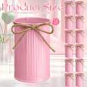 Rustic Vase for Table Centerpieces 4.33 Inch Small Petite Flower Vase with Twine Bow Vintage Farmhouse Decor for Wedding Reception Dining, Home Galvanized Metal Buckets(Pink,12 Pcs)