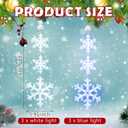 6 Pcs Winter Snowflake Window Lights Decorations, Christmas Battery Operated Snowflake Suction Cup Hanging Lights LED Sucker Lamp for Xmas Decor (Blue Light,White Light)