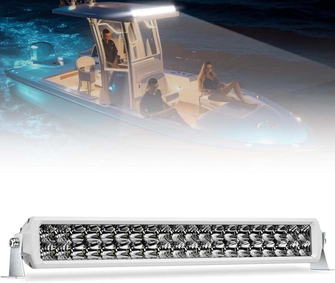 Double Row LED Light Bar 22 Inch EK ENNOKING White Marine Spotlight High Bright 200W LED Spot Flood Work Light Driving Fog Lamp for Pickup 4x4 Truck ATV UTV Off-Road 9-36V IP68 IP69K