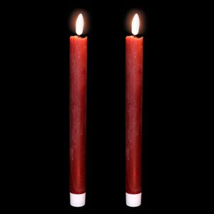 Wondise Flameless Taper Candles with Timer, 2 Pack Battery Operated Flameless Flickering Candles Real Wax Burgundy LED Candle for Christmas Wedding Dinner Decorations