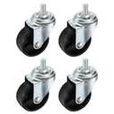 PATIKIL 2 Inch Stem Casters, 4 Pack Wire Shelf Caster Wheels Threaded Swivel Stem Wheels Wire Shelving for Rolling Cart Cart Wheels Furniture Replacement, Black