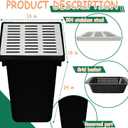 18x18x24 in Large Catch Basin with 304 Stainless Steel Grate,Catch Basin for Drainage with Debris Basket,French Drain Catch Basins Without Pre Drilled Holes are Suitable for Courtyards (18x18x24 in)