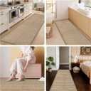 Long Bathroom Rug,24"x60"Braided Kitchen Runner,Boho Kitchen Mats for Floor,Super Absorbent Hallway Runner,Washable Floor Carpet for Bedroom,Entryway,Living Room,Non Slip,Brown