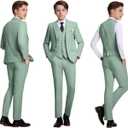 Retro Linen Boys Suit Slim Fit 5 Piece Sets Kids Wedding Outfit Linen Suits Casual Drawstring Tuxedo Set for Boy (S)