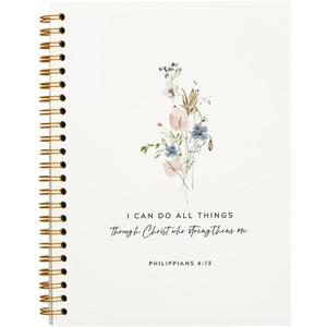 Tizzer Christian Bible Notebook for Women, Floral Christian Prayer Spiral Journal, Scripture Bible Journaling Notebooks for Note Taking, Christian Gifts for Women, Philippians 4:13 I Can Do All Things Hardcover Spiral Notebook 5.5x8.3