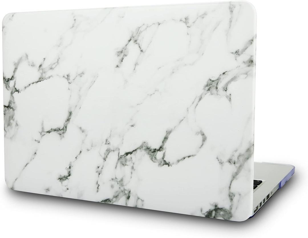 KECC Compatible with MacBook Pro 14 inch Case 2025 2024 2023 2022 2021 Release M4 M3 M2 M1 A3112 A3401 A3185 A2918 A2992 A2779 A2442 Italian Leather Hard Shell Case, White Marble Leather