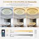 18" Crystal Raindrop Ceiling Light, Rose Gold Semi Flush Mount Chandelier