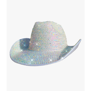 Fully Diamond Rhinestone Sequin Rave Cowboy Hat, Cowgirl Hat For Wedding Costume Cosplay Party
