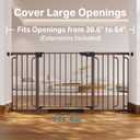Cumbor 36.6-64" Extra Wide Baby Gate for Stairs, Dog Gates for Doorways, Auto-Close Pet Gate Indoor, Pressure Mounted Walk Through Safety Child Gate for Kids Toddler, Tall Pet Puppy Fence Gate, Brown