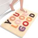 QJHOMO You Look Good Bath Mat Cute Beige Bathroom Rugs Funny Colorful Rug, Non Slip Floor Mat Cool Home Decor, Soft Microfiber Bathmat Machine Washable, Super Absorbent Carpet for Shower (22x32 inch) (1'10" x 2'8" (Rectangular))