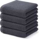 Kitinjoy 100% Cotton Waffle Weave Kitchen Towels, 4-Pack Super Soft and Absorbent Dish Towels for Drying Dishes, Kitchen Hand Towels, 13 in x 28 in, Dark Grey