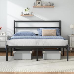 Queen Bed Frame with Headboard and Footboard, 14 Inch Metal Platform Bed Frame Queen Size with Steel Slat Support, No Box Spring Needed, Noise Free, Easy Assembly