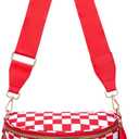 Pure Colour Crossbody Bum Bags for Women Spacious Checkered Cross body Bag Nylon Trendy Fanny Pack for Travel