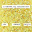 Big Pack 4mm 25000PCS Resin Rhinestone Flatback Round AB Jelly Color Rhinestones for Nail Art, Bottles, Makeup Clothes Shoes Cup DIY Crafts Supplies (49 Yellow AB)