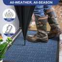 Mibao Front Door Mat, Heavy Duty Durable Welcome Mat for Outdoor Indoor, Dirt Trapper Waterproof Super Absorbent Door Mat for Entryway Outside Patio Porch, 35.5" x 24", Blue