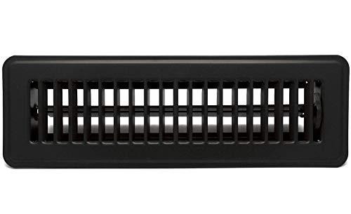 2" X 10" Floor Register with Louvered Design - Heavy Duty Rigid Floor Air Supply with Damper & Lever - Outer Dimensions [ 3.5 X 11.5] - Black
