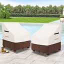 Patio Chair Covers 2 Pack, Waterproof Heavy Duty Patio Furniture Covers for Outdoor Chair(40 W x 40 D x 36 H inches) Beige & Brown