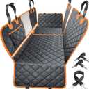 URPOWER 6-in-1 Dog Car Seat Cover for Back Seat, Waterproof Dog Car Hammock with Mesh Window, Non-Slip Pet Backseat Protector for Cars, Trucks and SUVs (Black with Orange)