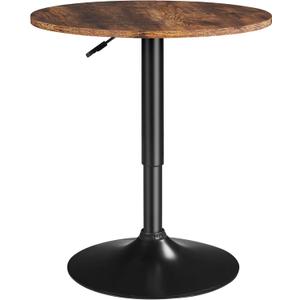 Yaheetech Round Pub Table Height Adjustable with 360 Swivel MDF Tabletop for Dining Bistro Cafe Home Bar, Rustic Brown (Rustic Brown)