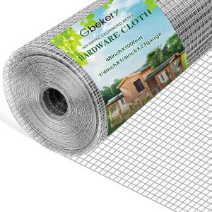 Gbekery Hardware Cloth 1/4 inch 48in x 100ft 23 Gauge, Chicken Wire Hot-dip Galvanized After Welding Fence Roll Garden Plant Welded Metal Wire Fencing Roll, Rabbit Cages Snake Fence