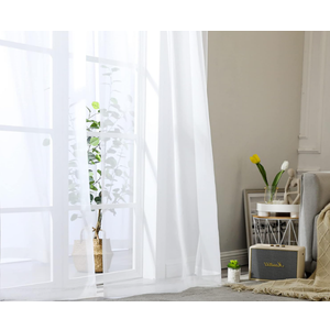 OWENIE Sheer White Curtains, Sheer Curtains 90 inches Long 2 Panels Set, Rod Pocket Voile Fimly Sheer Drapes for Living Room/Bedroom, 2pcs, Each 42" W x 90" L