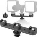 ChromLives Triple Cold Shoe Extension Mount Hot Shoe Base Adapter Extension Bar Bracket with 1/4 Screw for Tripod/Microphone/LED Light Compatible with Canon Sony Cameras…