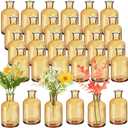 Lallisa 30 Pcs 4 Inches Small Glass Bud Vases Bulk Mini Flower Vases for Centerpieces Decorative Glass Bottles Vintage Rustic Decoration for Wedding Dining Table Home Decor (Amber)