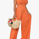 YouSexy Casual Summer 2 Piece Outfits for Women Short Sleeve Crop Top High Waist Wide Leg Pants Sets XL