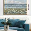 SHENIFY Vintage Landscape Framed Wall Art Sea Coastal Wildflower Field Scenery Farmhouse Decor Retro Painting for Living Room Bedroom Ready to Hang Wall Artwork - 24x36in Natural Framed