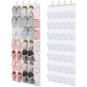 Windyun 2 Pcs 70 Large over The Door Shoe Organizer Hanging Shoe Rack for Closet Holder Pure Mesh Pockets Back to School Behind Door Hanger Storage Nonslip for Home Room School Dorm, Each 35 Pockets