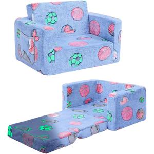 Toddler Couch,Toddler Chair,Kids Chair 2-in-1 Baby Seat Furniture Fold Out, Convertible Sofa to Lounger Comfy Glow in The Dark Sofa Bed,Gifts for Kids Girl Boys,Football,Medium
